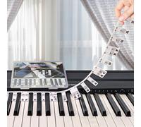 Removable Piano Keyboard Note Labels, Azymi Piano Letters for Keys 88/76/ 61/54/ 49/37, Reusable Silicone Strips Black Large Bold Letter for Kids Beginners