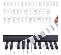 Removable Piano Keyboard Note Labels Piano Notes Guide Labels Silicone Piano Key Music Notes Letter Label for Beginners 88 key full size Reusable No Need Stickers(Rainbow colors)