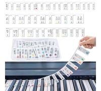 Removable Piano Keyboard Note Labels, Washable Beginners Piano Notes Overlay Strips, 88-Key Full Size Silicone Piano Notes Guide Labels, Reusable Key Music Notes Letter Label
