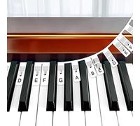 Removable Piano Keyboard Stickers for Beginners, Reusable Silicone Piano Key Labels for 61-Key Full-Size Keyboards - No Residue, Easy Learning for Kids & Adults (Black)