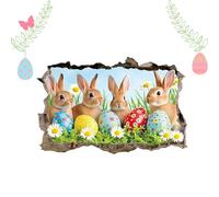 Removable Rabbit Design Wall Stickers Mural Sticker Perforated Pattern for Bathroom, Bedroom, School, Kindergarten, Playroom Decoration