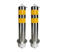 Removable Safety Bollard Post High Visibility Yellow Parking Barrier with Embedment Sleeve Ideal for Caution Roads & Construction Sites 2pcs Set