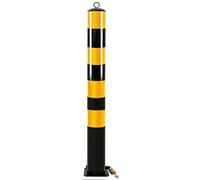 Removable Safety Bollard with Locking & Universal Key, Heavy-Duty Steel Post with Reflective Strip & Hanging Ring, Vehicle Barrier for Parking Lots, Driveways, and Traffic Control
