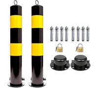 Removable Security Bollards for Driveway and Sidewalk Safety, 2-Pack Locking Posts Prevent Unauthorized Parking