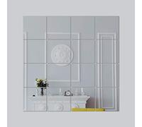 Removable Self-Adhesive Wall Stickers Square Mirror Wall Art Mural Decals Vinyl Home Decoration DIY Living Bedroom Décor Wallpaper Kids Room Gift 62x62 cm, Silver