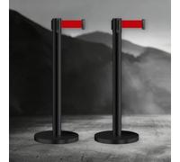 Removable Stainless Steel Ber Post, 5M/16.4FT, for Crowd Control & Queue ment in Public Spaces, Hotels, Airports, Ban - Black