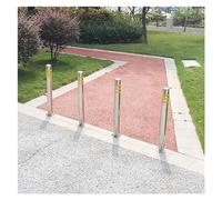 Removable Stainless Steel Parking Bollards with Reflective Stripe - Durable Posts for Driveways and Sidewalks(23.6in)