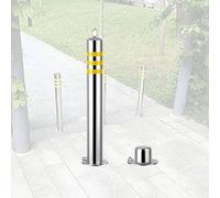 Removable Stainless Steel Safety Bollards with Reflective Strip - Traffic Control Parking Posts for Garage & Private Parking - Durable Road Barriers for Enhanced Safety