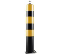 Removable Steel Bollard with Reflective Strips - Durable Parking Pole for Traffic Control, Ideal for Safety in High-Traffic Areas