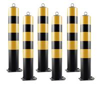 Removable Steel Bollards 2/4/6 Pack, Reflective Bolt Down Parking Posts for Traffic Safe, Heavy-Du Yellow Steel Poles for High Visibili Areas