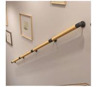 Removable Thickened Solid Wood Stair Handrail Wall-Mounted Indoor Round Wooden Railing Wrought Iron Solid Base Flexible Multi-Angle Installation