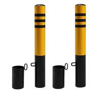 Removable Traffic Barrier Post, 60cm Steel Safety Bollard, Yellow & Black Caution Cone for Parking, Includes Ground Cover, 2-Pack Safety Posts for Enhanced Security