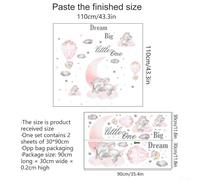 Removable Vinyl Wall Stickers Pink Elephant Nursery Art | 43x43in display size, DIY arrangement, pink elephant cloud design, smooth for surface application, nursery decor