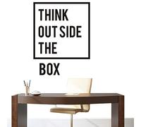 Removable Wall Decal Think Outside The Box Motivation Quotes Wall Decal for Office Living Room Study Room Decoration Mural A-86 (57X74CM, Black)