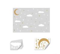 Removable Wall Stickers Featuring Moon Stars and Clouds, Suitable for Kids Nursery and Baby Rooms, Made from PVC for Various Smooth Surfaces