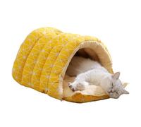 Removable Washable Cat Cave - Warm Dome Pet Bed, Semi-Sealed Two-Way Opening Plush House | Cat Cave Puppy Kitten Small Pet Corner Indoor Soft Bed for Winter Sleeping | Plush and Cotton Filled Cat