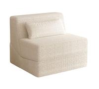 Removable Washable Lazy Sofa Bed - Foldable Dual-Purpose Small Sofa with Lamb Fleece Fabric & High Rebound Sponge for Bedroom Living Room Office (White)
