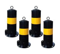Removable Yellow Safety Bollard Post, Steel Traffic Control Barrier with Reflective Strips, Durable Driveway Protection Pole, Parking Barricade (30x11.4cm/11.8x4.5in)