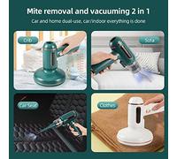 Removal Instrument, 7200PA 120W 6000 Times/MIN Double Removal Instrument Vacuum Cleaner Wireless Portable Small Household Bed Removal Machine (White)
