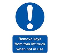 Remove Keys From Fork Lift When Not in Use Warning Sign Self Adhesive Gloss Sticker 160mm x 125mm