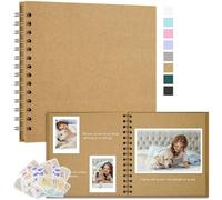 Remowith DIY Scrapbook Photo Album Thick Kraft Blank Paper Memory Book for Wedding and Anniversary Family 18×18 cm 40 Pages Khaki