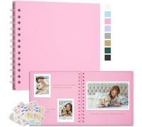 Remowith DIY Scrapbook Photo Album Thick Kraft Blank Paper Memory Book for Wedding and Anniversary Family 18×18 cm 40 Pages Pink