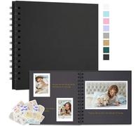 Remowith DIY Scrapbook Photo Album Thick Kraft Blank Paper Memory Book for Wedding and Anniversary Family 18×18 cm 40 Pages Black