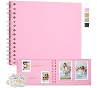 Remowith DIY Scrapbook Photo Album Thick Kraft Blank Paper Memory Book for Wedding and Anniversary Family 28×20.5 cm 100 Pages Pink
