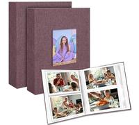 Remowith Photo Album 6 x 4,Slip-in Picture Albums,Linen Hardcover Picture Albums for Family Anniversary Baby Wedding 200 Pockets 2 Pack Purple