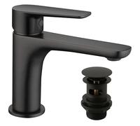 Remus Black Basin Mono Tap Single Lever Swivel Handle Basin Mixer Sink Tap Inc Click Clack Waste