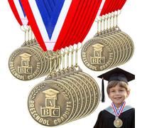 Remuuly 30/60 Pcs Kindergarten Graduation Medals for Kids 2'' Preschool Award Medallion with Neck Ribbon Congrats Graduation Gifts for School Student Party Favor Supplies(30 Pcs,ABC)