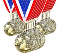 Remuuly 30 Pcs Award Medals Bulk 2'' Gold Trophy Award Winner Metal First Place with Neck Ribbons Award Prize Gift for Tournaments Match Sports Competition Teams Adult (Horse Race)