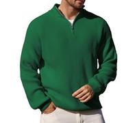 Remxi Men's Quarter Zip Jumpers Warm Mock Neck Pullover Jumper Casual Thermal Knit Sweater Big and Tall Green 3XL