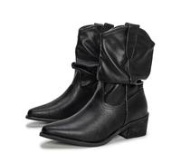 Remxi Women's Ankle Boots Western Cowboy Boots Mid Calf Cowgirls Boots Ladies Party Wedding Shoes Black UK 4