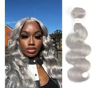 REMY HAIR FASHION 22 Inch Grey Wave Bundles Human Hair Bundles 1 Piece Brazilian Remy Human Hair 9A Bundles 100% Human Hair for Women