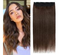 Remy Human Hair Clip in Real Hair Extensions One Piece Full Head 14inch-75g #04 Medium Brown Thick Straight
