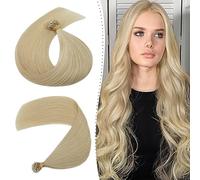 Remy Nano Hair Extensions 50g Cold Fusion 1g/s Nano Hair Beads Pre Bonded 24"; #60 Platinum Blonde With Nano Beads Cold Fusion 50 Strands