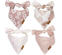 Remy+Roo Small Spring Dog Bandanas - 4 Pack Shannon Set | Premium Durable Adjustable Polyester Fabric | Patented Shape Girl Dog Bandana, Floral Dog Bandana
