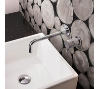 Remy Wall Mounted Basin Sink Mixer Tap & Slotted Basin Waste Chrome Nes Home Silver One Size