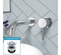 Nes Home Chrome Wall Mounted Spout Curved Basin Mono Mixer Tap & Waste