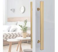 REMYS Modern Push Pull Bar Handle, Sliding Barn Door Handles and Pulls, Home/Commercial Gate Handles Flush Hardware Set, for Interior and Exterior Doors (Color : Gold, Size : Length 60cm/23.6inch)