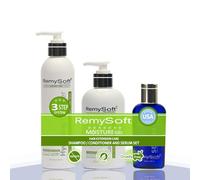 RemySoft Moisturelab System - Safe for Hair Extensions, Weaves and Wigs - Salon Formula Shampoo, Conditioner & Serum - Gentle Sulphate-free Lather