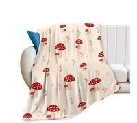 remzoke Mushroom Blanket for Girl Women Soft Warm Red Mushroom Stuff Decor Fleece Throw Blanket Plush Cozy Mushroom Lightweight Flannel Gifts Blankets for Adults Kids 60''X50''