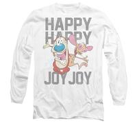 Ren And Stimpy Happy Happy Joy Joy Unisex Long Sleeve T Shirt, White, X-Large