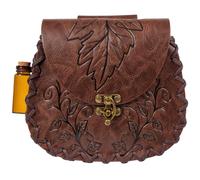 Ren Faire Accessories, Renaissance Retro Belt Pouch Medieval Faux Leather Costume Forest Elf Leaf Belt Bag Casual Waist Bag (Brown)