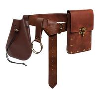 Ren Faire Costume Accessories Medieval Belt Pouch Coin Purse Skirt Hike Sets Festival Halloween Casual Fanny Pack Waist Bag (2-Brown)
