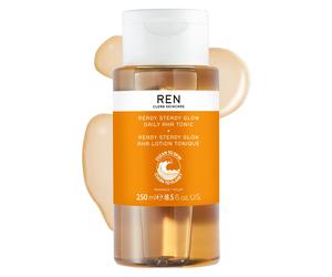REN Ready Steady Glow Daily AHA Tonic, 250ml ? Exfoliating Toner with Lactic Acid & Salicin, Brightens Skin, Reduces Pores and Dark Spots, Smooths