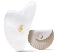 Rena Chris Gua Sha Facial Tools, Ergonomic White Jade Stone Guasha Tool for Face Massage, Manual Facial Massager Tool for Jawline Sculpting and Puffiness Reduction with Silicone Case (White)