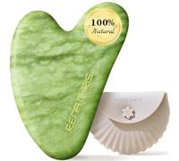 Rena Chris Gua Sha Facial Tools, Jade Gua Sha Stone for Face Massage, Jawline Sculpting & Puffiness Reduction with Silicone Case (Green)