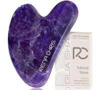 Rena Chris Gua Sha Facial Tools, Natural Amethyst Gua Sha Stone, Face Guasha Tool for Jawline Sculpting and Puffiness Reducing, Guasha Massage Tool, Skin Care Gift - Purple